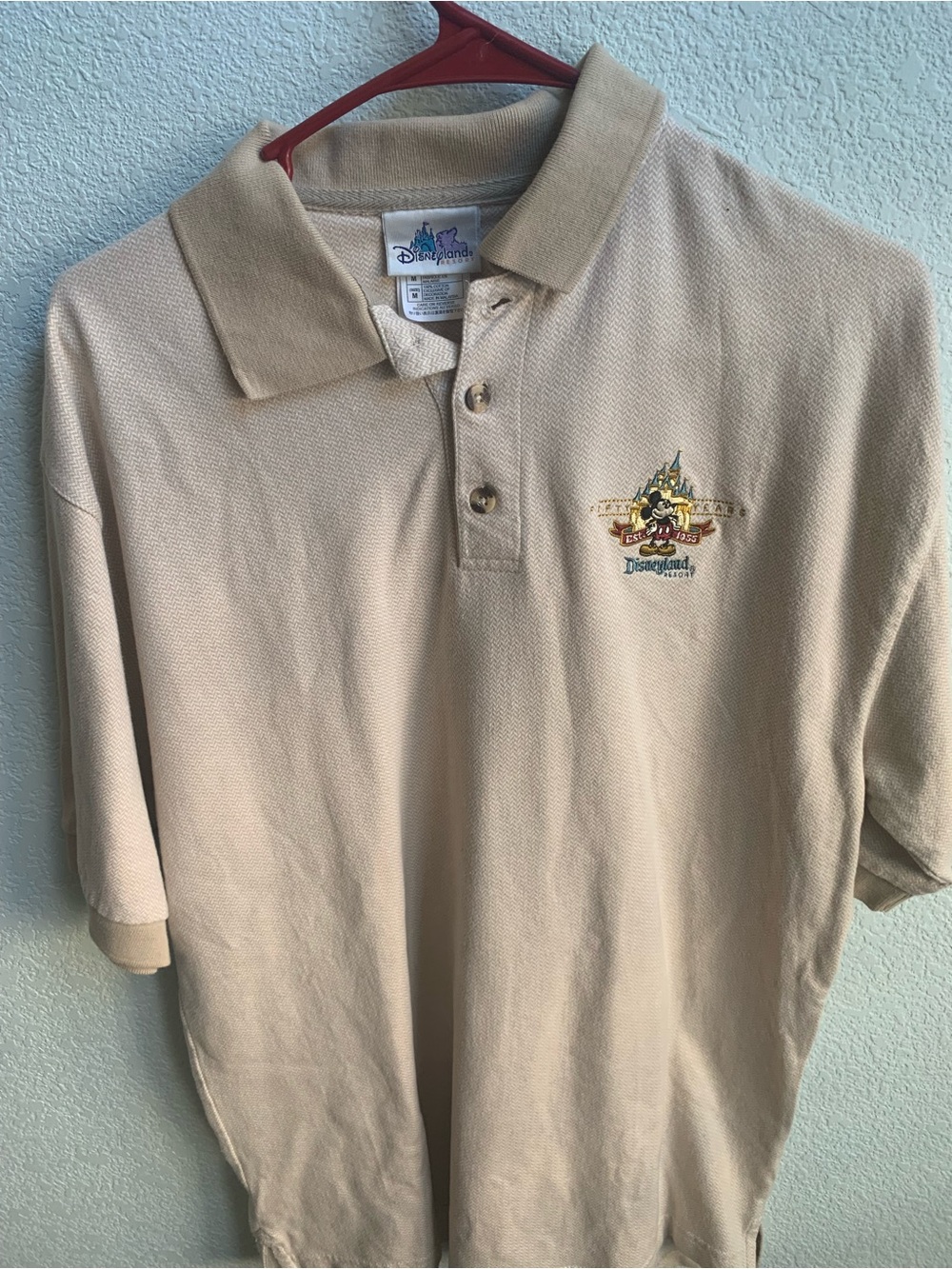 Disney Beige Polo with Embroidered Castle and Mickey Crest